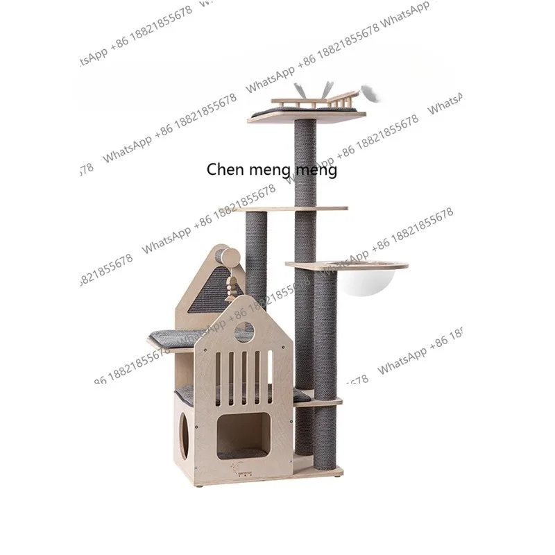 

Cat climbing frame cat nest tree integrated, multi-layer solid wood cat frame wood