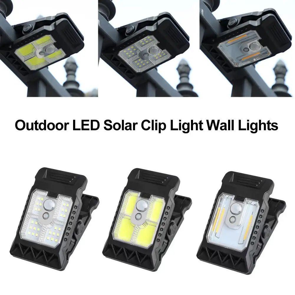 Outdoor LED Solar Clip Light  Waterproof Portable Human Body Sensor Street Lamp Home Garden Decoration Wall Lamp