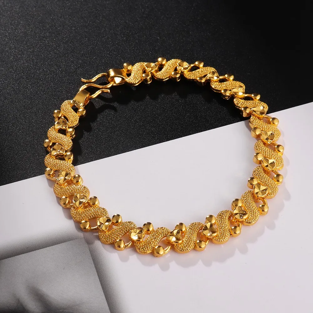 Punk Women Vietnam Shajin Bracelet Big S Star Shaped Gold Plated Bracelet Fashion Classic Bracelet for Woman Jewelry Gift