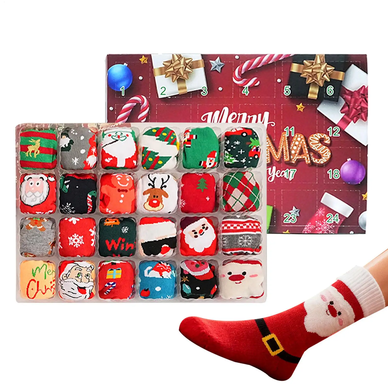 

Christmas Advent Socks 24 Days Countdown Advent 12 Pairs Of Soft Crew Socks For Women Men Adults Teens Holiday