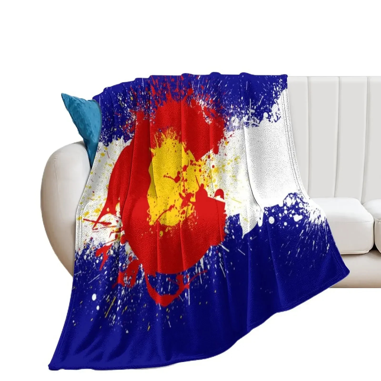 Colorado Flag Paint Splatter Throw Blanket Bed Fashionable Winter beds Blankets