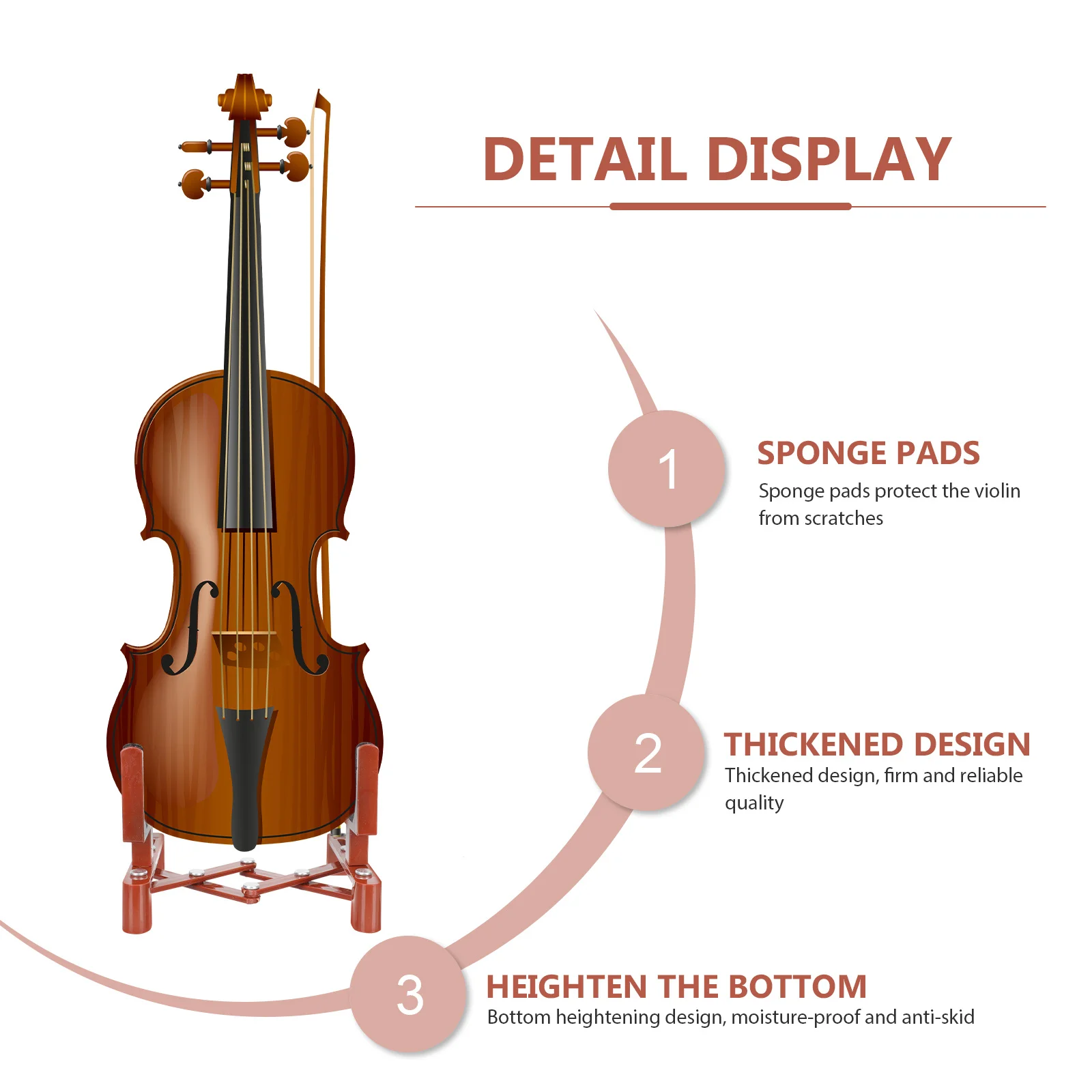 

Premium Durable Violin Stand Professional Foldable Fiddle Floor Holder Easy Install Remove Suitable Any Size Violin Bow Hole