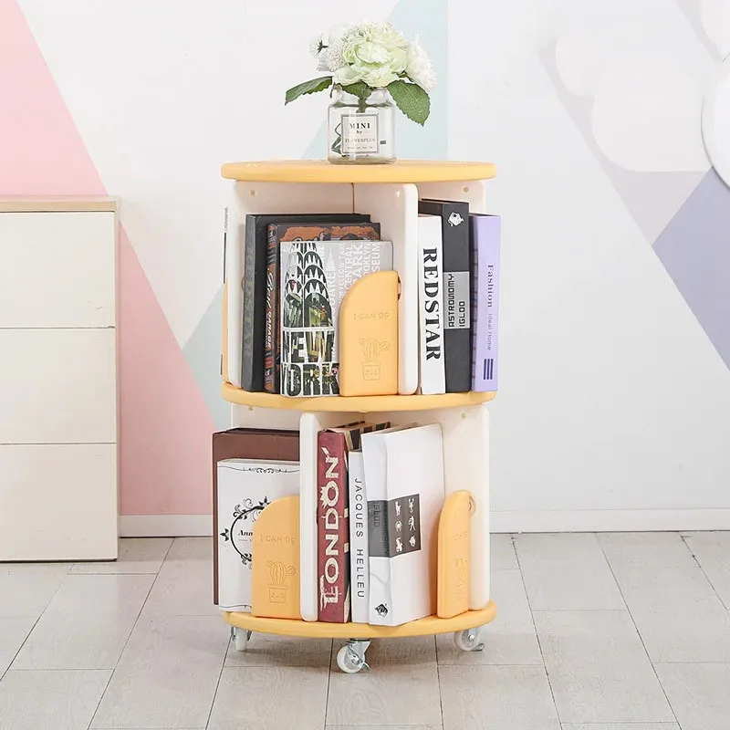 Plastic Revolving Bookshelf Children Picture Book Holder Household Simple Landing Student Bookcase Home Scaffale Room Furniture