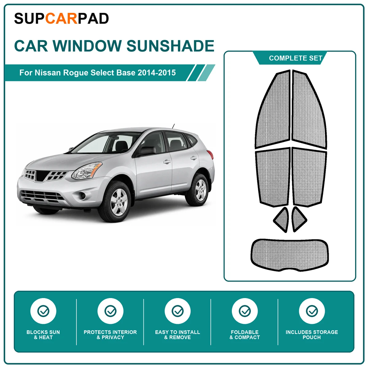 For Nissan Rogue Select Base 2014-2015 Full Set Car Window Sunshades UV Block Privacy Heat Insulated Foldable Car Curtain