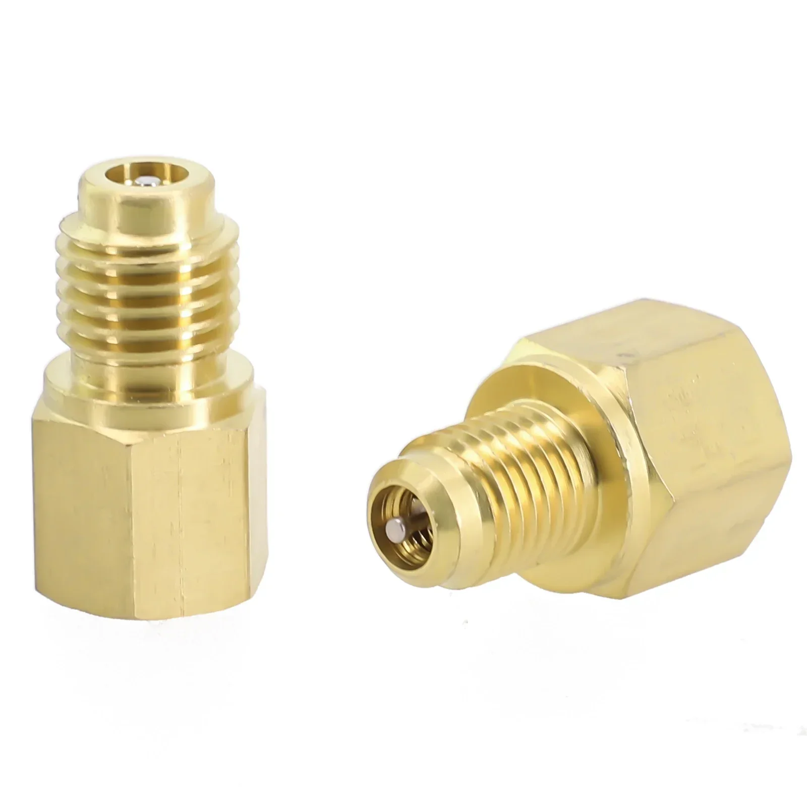2ชิ้น R12 R134a อะแดปเตอร์ R134a กับ R12 1/4ตัวเมียชุดวาล์วตัวผู้1/2 Acme อะแดปเตอร์กันรั่วทองเหลือง