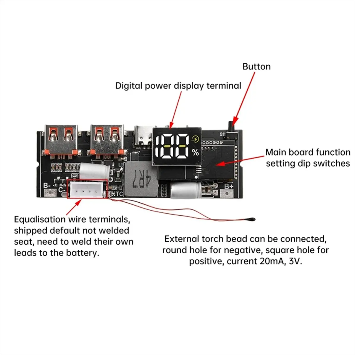 *N21R QC3.0 65W Bidirectional Fast Charge Mobile Power Module Power Bank 18650 Quick Charging Module PD QC SCP VOOC 3S