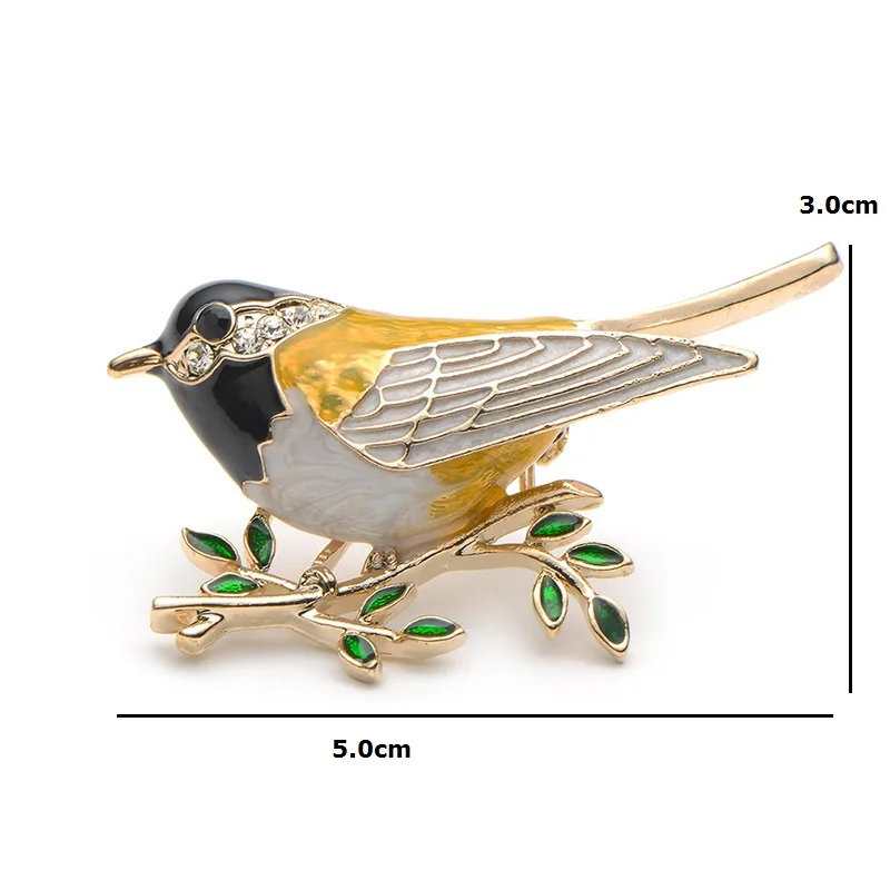 Wuli&baby Lovely Oriole Bird Brooches For Women Unisex Enamel Singing Birds Animal Party Office Brooch Pins Gifts - Detail 1