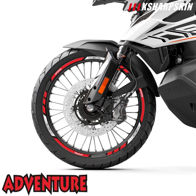 Motorcycle tire inner ring reflective stripe stickers multicolor waterproof decals for ADVENTURE