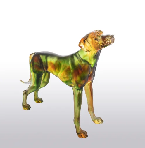 R#* High Quality Great Dane Dog Statue Life-Size Sitting Sculpture with Christmas Ornament