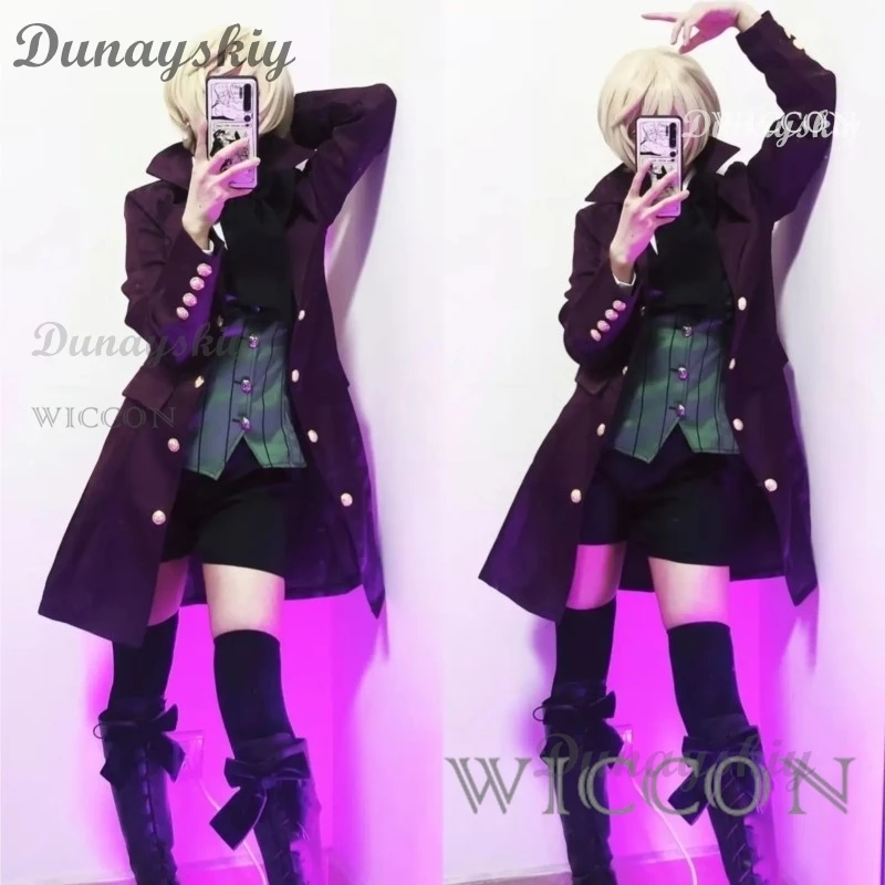 อะนิเมะบัตเลอร์สีดํา Alois Trancy คอสเพลย์ชุดวิกผม Tailcoat Coat เสื้อกั๊กชุดเต็มชุดผู้ใหญ่ชายฮาโลวีน Carnival ชุด