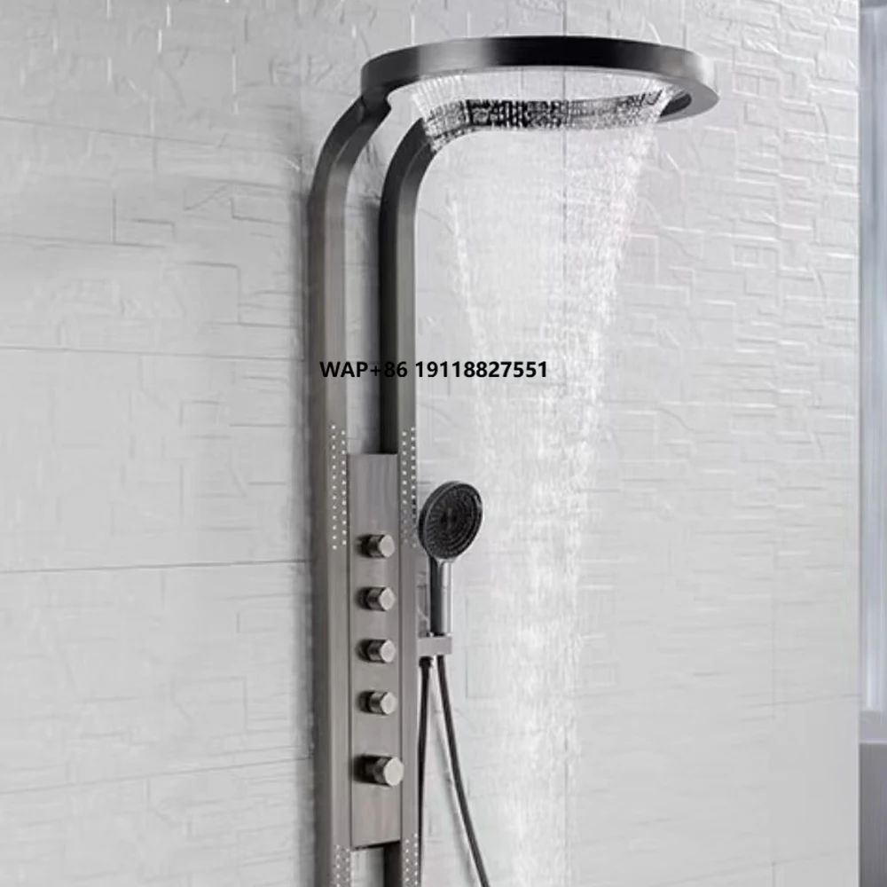 2025 رائجة البيع وعاء من الستانليس ستيل الأسود الحائط الحديثة دش لوحة الحمام شلال الأمطار سقف دش مجموعة