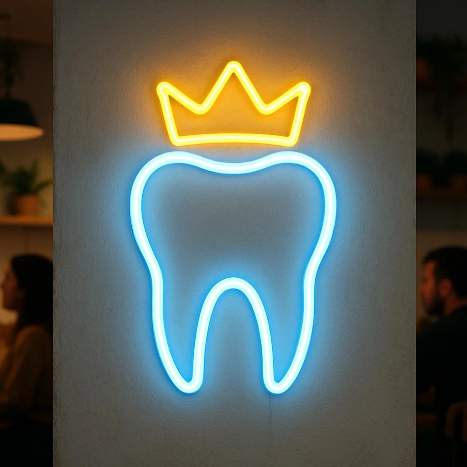 Tooth with Crown Neon Sign, Dentistry Light, Hospital Led Sign,Gift Idea for Dentist