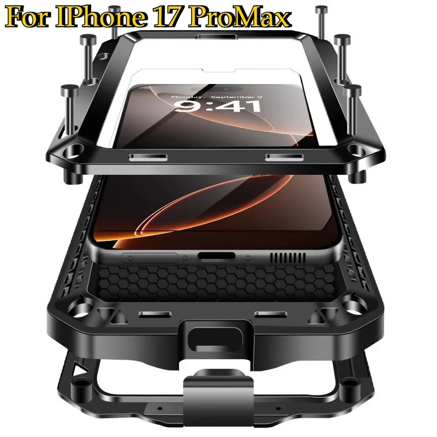 

Противоударный чехол-броня IP54 Heavy Armor Tank Doom из твердого металла для iPhone 17 Pro Max, Air 16, 15, 14, 13, 12, 11 Pro Max