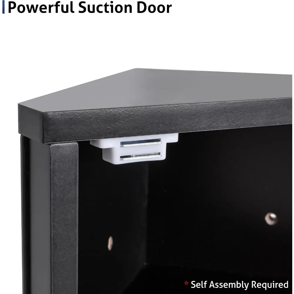 خزانة أدوية مثبتة على الحائط مع مرآة وأرفف ثلاثية للحمام باللون الأسود