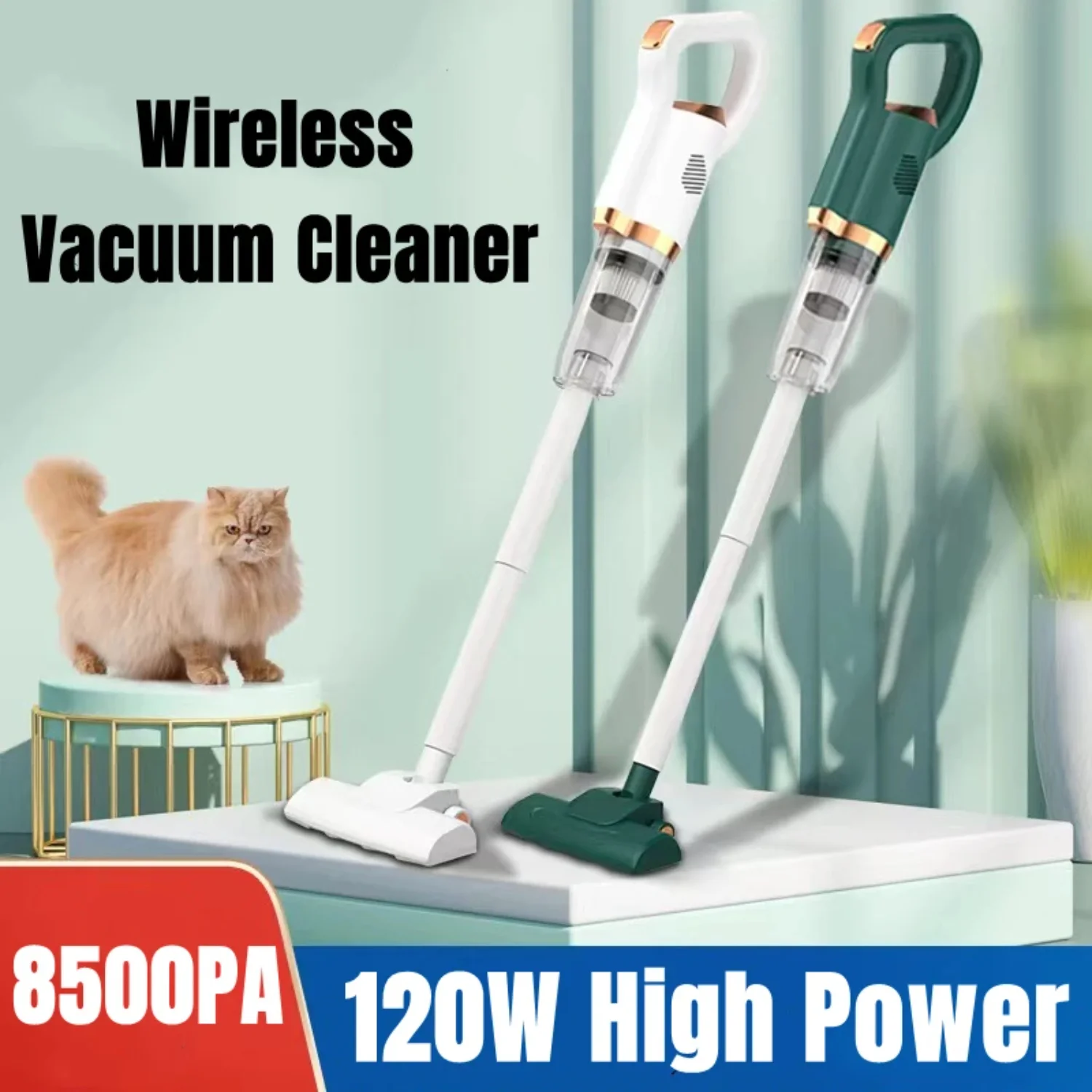 Handheld Vacuum Cleaner Wireless Sweeper 8500Pa Powerful Cordless  Car Remove Mites Floor Dust
