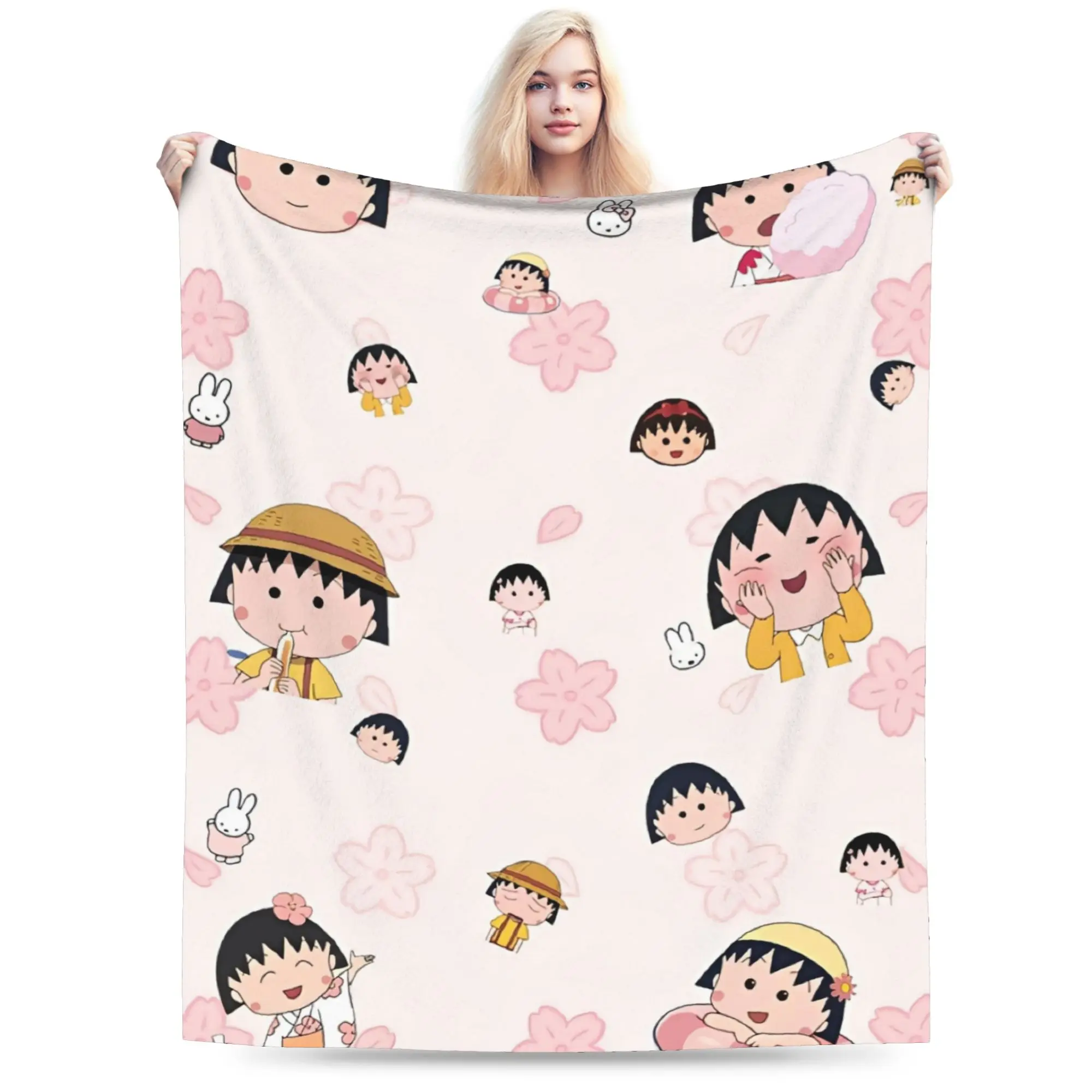 Comfortable chibi maruko chan Japan Anime Blanket Accessories Bedding Decorative  Throw Blanket Warm Velvet for Travel
