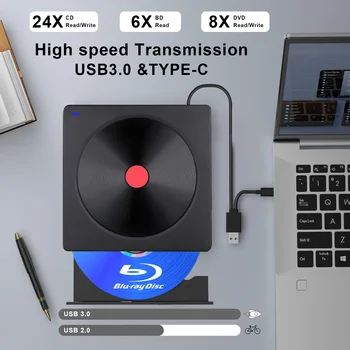 External Blu-ray Drive, USB 3.0 & Type-C BD Reader, DVD/CD Burner – Portable Blu-ray Player for Laptop PC, Windows/Linux/Mac OS 2