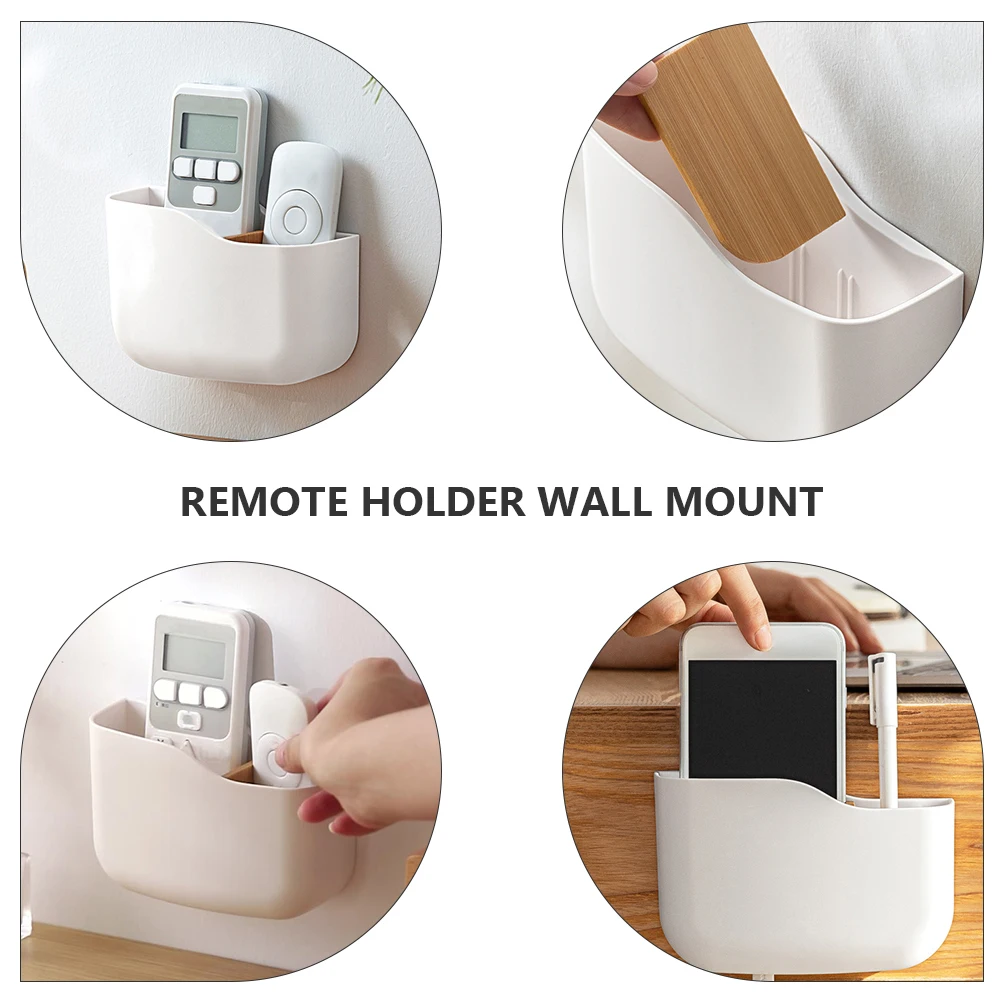 

2Pcs Remote Box Holder Wall Organizer with Charging Port Adjustable Remote Holder Slots Nail Free Installation
