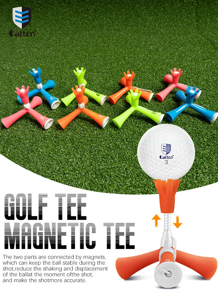 Caiton 1 Stück verstellbares dreieckiges Golf-Tee, Mutter- und Kinder-Design, magnetischer Hutclip, kompatibel, langlebig, stabil, wiederverwendbar, 4 Farben – Detail 1