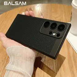 메쉬 방열 통기성 PC 케이스 삼성 S25 S24 S23 S22 S21 Plus Note 10 20 Ultra S20FE 초박형 매트 하드 커버