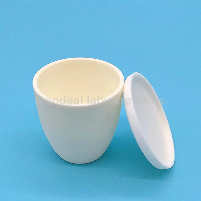 1pc Lab 5/10/20/25/30/50/100/150/200ml/300ml Corundum Crucible with cover，99% alumina high temperature crucible