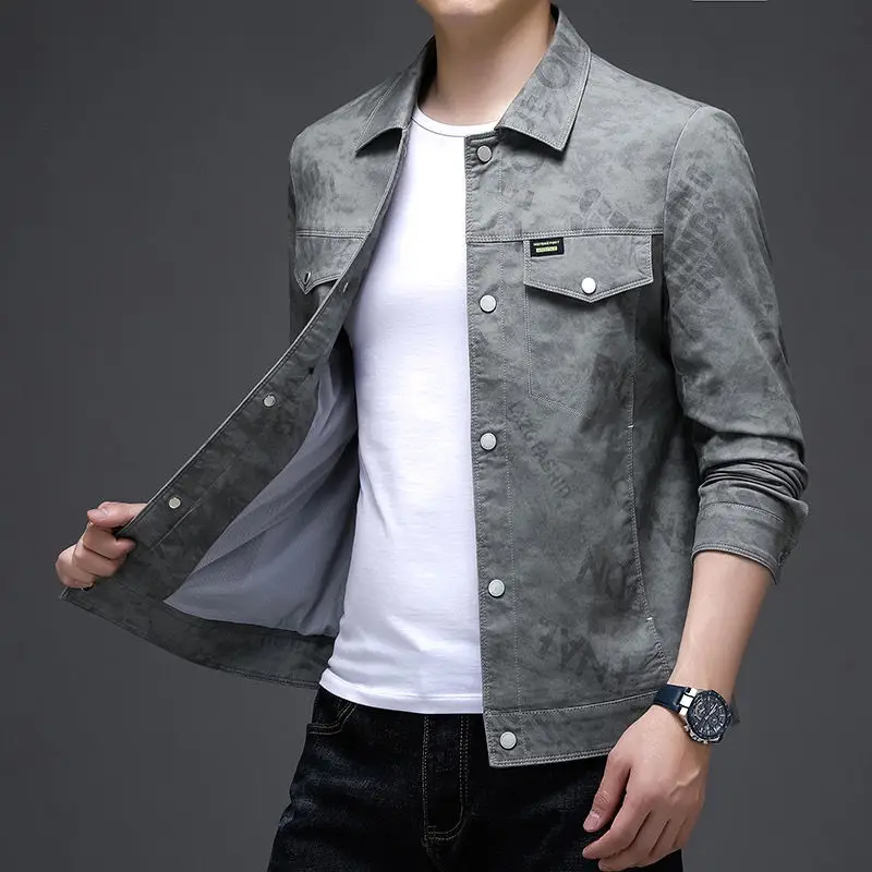 

Spring and Autumn New Jacket Men's Korean Style Handsome Lapel Thin Jacket Casual Trendy Top