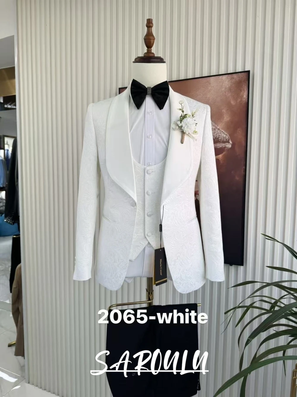 White Jacquard Suit…