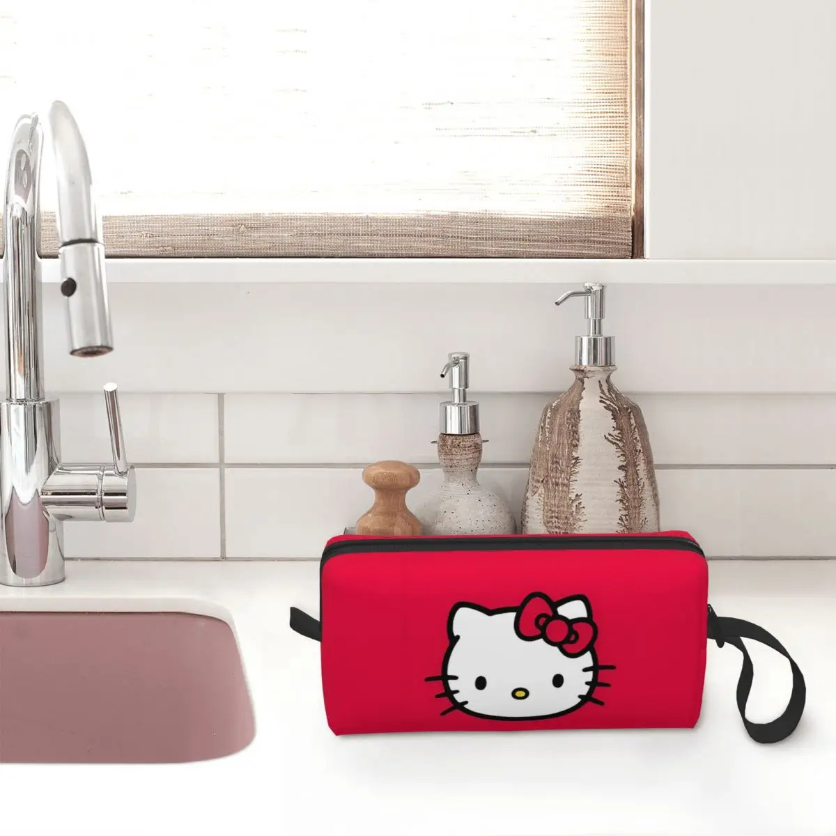 Hello Kitty Face Cute Makeup Bag Large Cosmetic Bag for Men Women Toiletry Bag Storage Pouch Bag