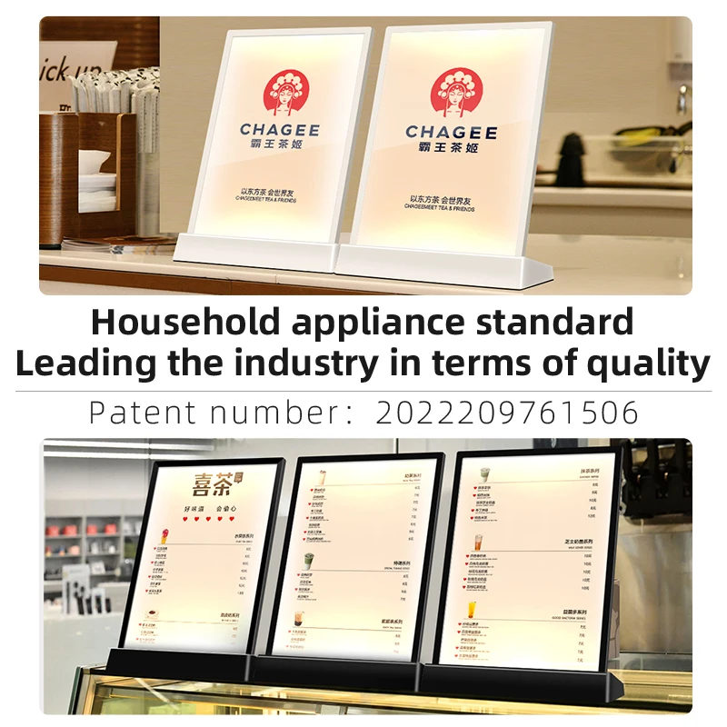 A4 LED Table Card USB Menu Ordering Light Box Price List Transparent Billboard Price Menu Table Intelligent Variable Light
