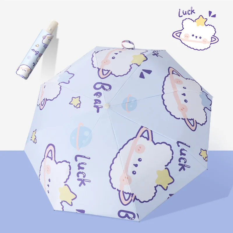 

UV umbrella,Lucky cute white bear,Folding automatic umbrella,Anti-wind, rain and sun umbrella,Convenient storage for travel