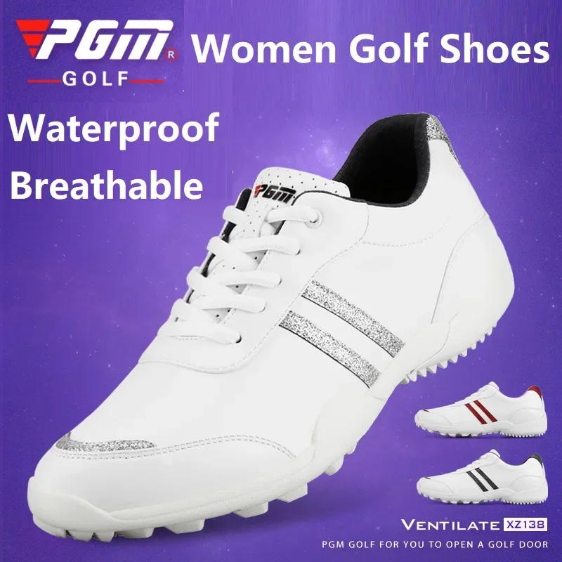 PGM Women Golf Shoes Anti-slip Breathable Golf Sneakers Ladies Super Fiber Waterproof Shoes Outdoor Sports Leisure Trainers