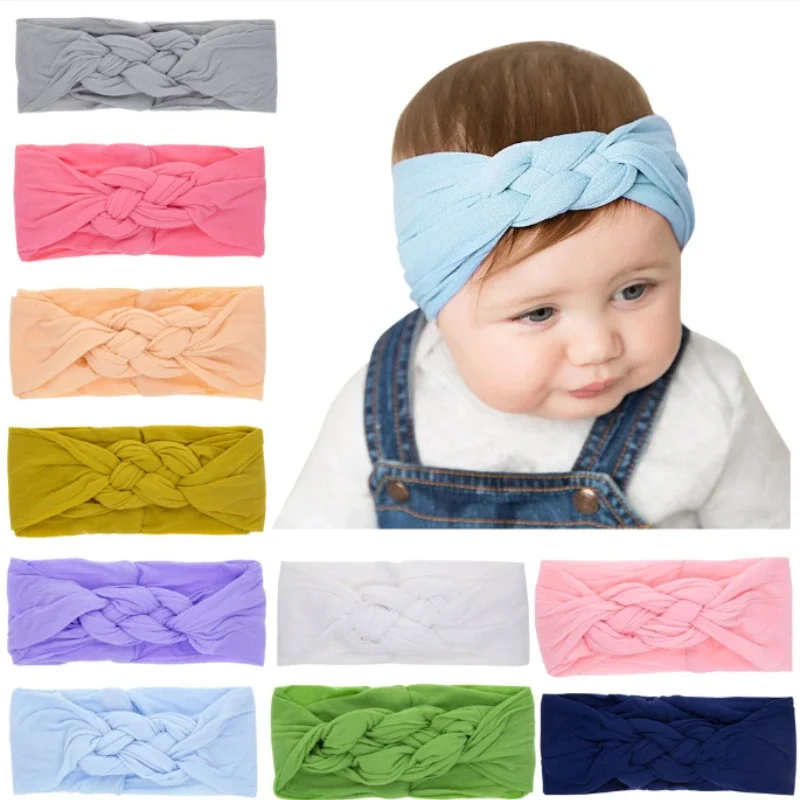 Nylonowa opaska na głowę dla niemowląt - chusta do włosów z chińskim węzłem dla noworodków i niemowląt