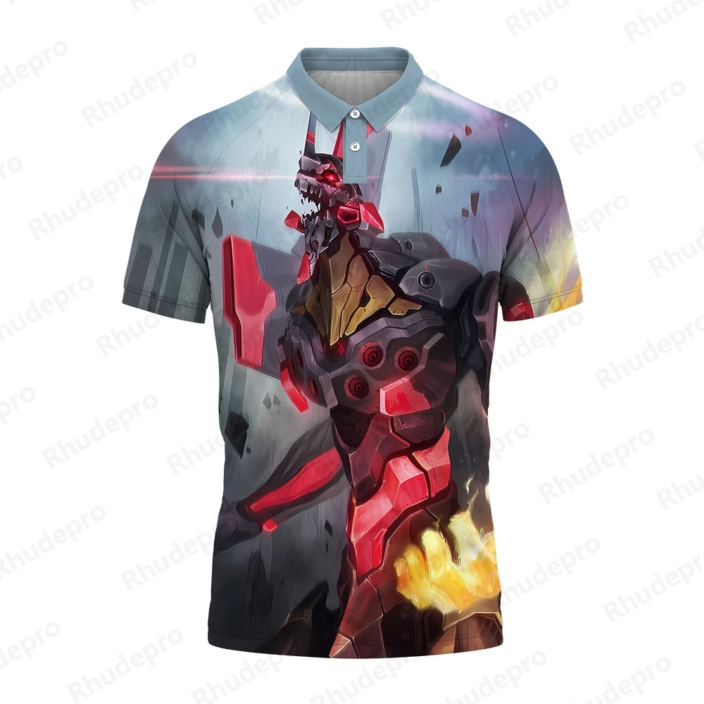 2024 New Neon Genesis Evangelion Men's Polo Shirt Men Majin Buu Tops Fashion Harajuku Style Short Sleeve Y2k T-shirts New Anime