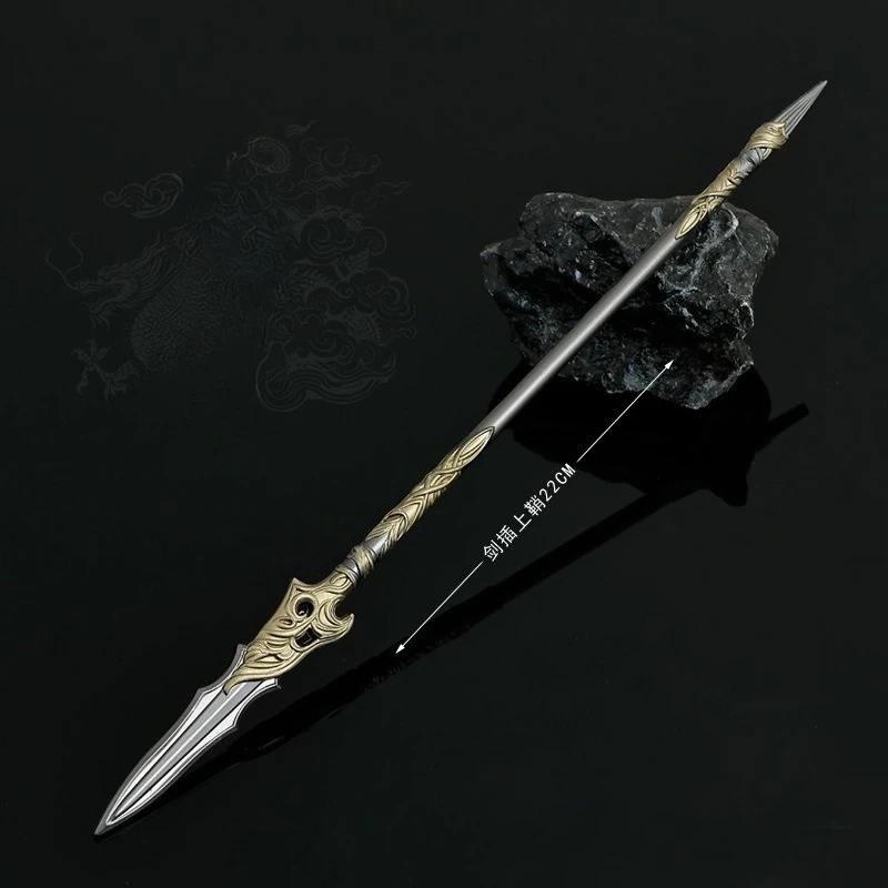 22cm Guardians of The Dafeng Spear Metal Model Anime Prosperous Samurai Sword Katana Crafts Collection Cosplay Prop Toys Gift