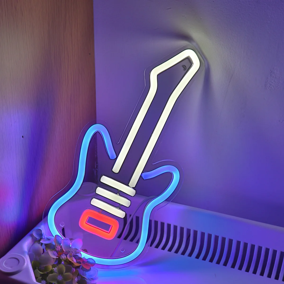 

1PC Guitar LED Wall Neon Art Sign Light For Room Party Pub Club Music Show Studio Decoration 5.43''*11.38''