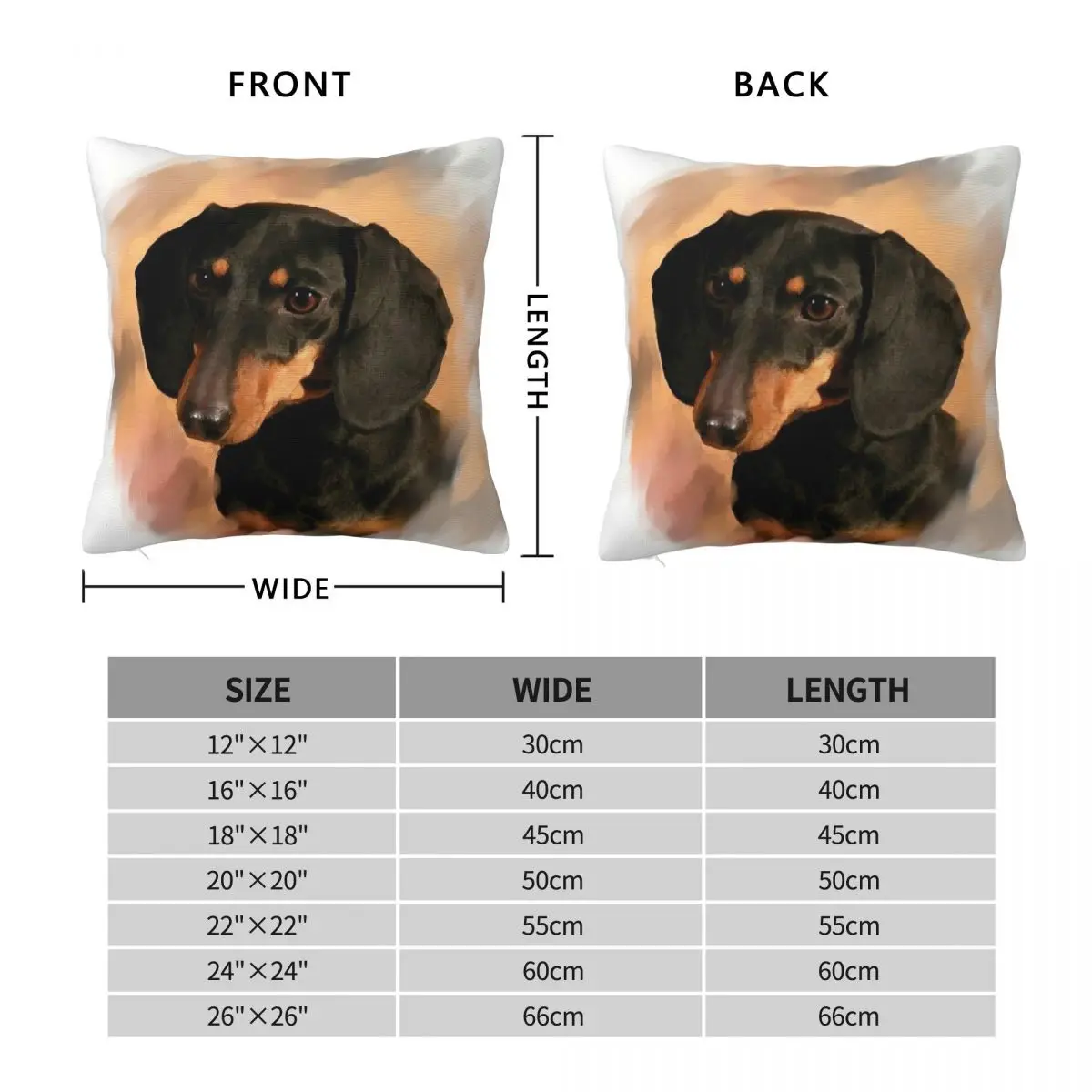 Dachshund Dog Portrait Square Pillowcase Polyester Linen Velvet Printed Zip Decorative Pillow Case Home Cushion Cover 45x45