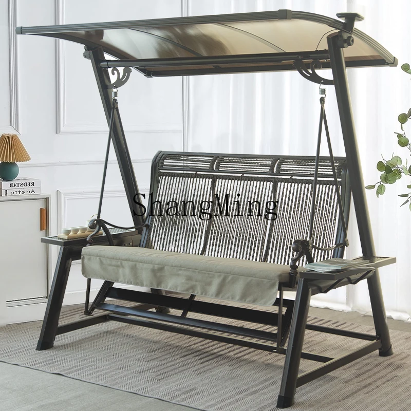

CL Garden Outdoor Rocking Chair Rainproof Solar Cast Aluminum Hanging Chair Double celebrity swing bed