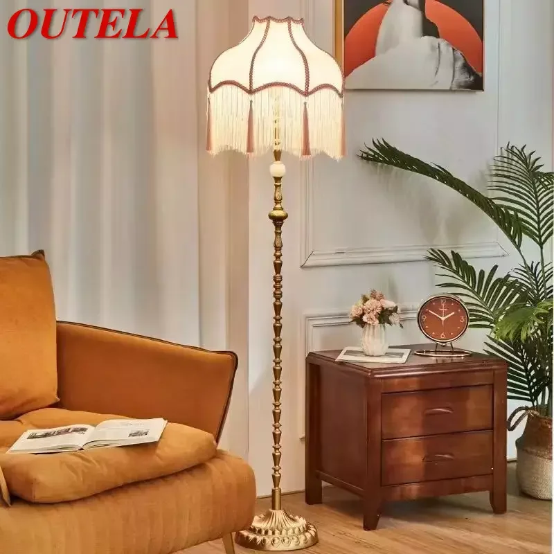 OUTELA European Floor Lamp American Retro French Tassel Living Room Bedroom  Villa Sofa Edge Originality Home Furnishings