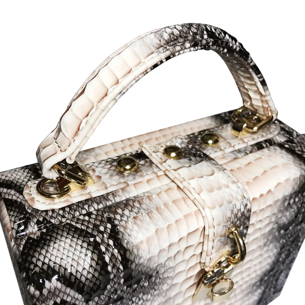 Bolsa de ombro de couro impresso PU para mulheres, Y2k, Python branco, embreagem, carteira, retro, noite, festa, casamento, novo estilo