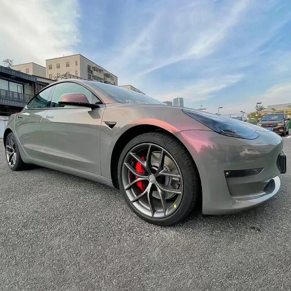 

DELUTION LIGHT GREY RED Премиум Высокоэластичная автомобильная виниловая пленка в рулонах, рулонная пленка, глянцевая декоративная наклейка-хамелеон, наклейка