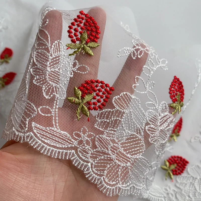 1Yard 18cm wide Red polyester Soft Mesh Embroidery Lace Trimmings Dress Accessories Lace Fabric Sewing Crafts Doll Material