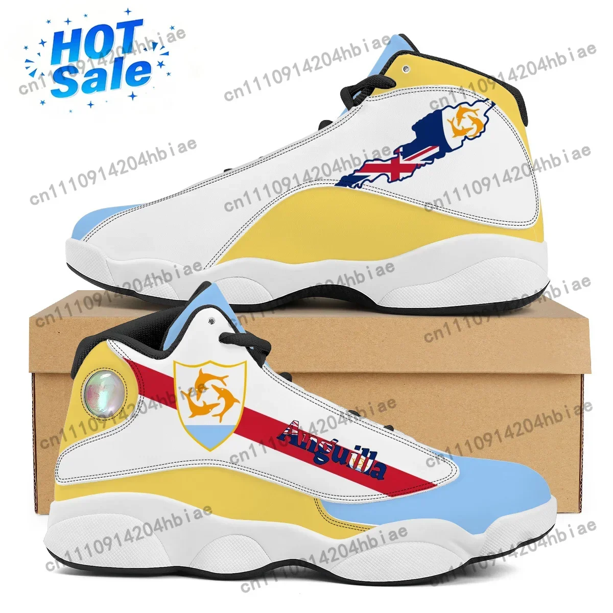 ANGUILLA Flag Print Custom Cool Mens Womens Basketball Sneakers Custom POD Tennis Shoes for Male Teens High Quality Sneakers