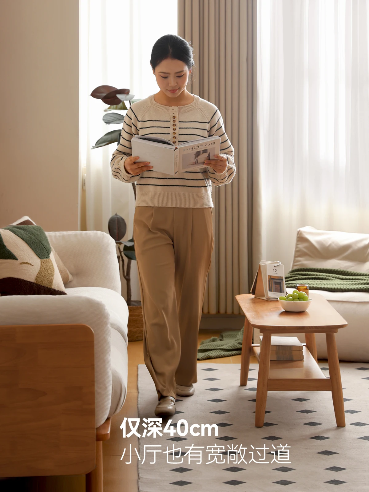 

Solid wood coffee table, log style living room, tea table, small apartment, simple household balcony tea table