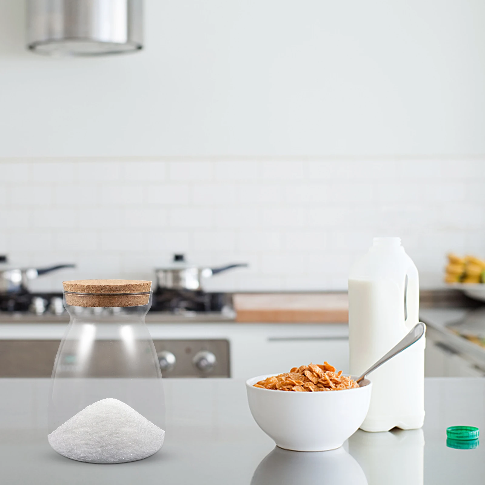 

Glass Jar Storage Container with Wood Lid Airtight Kitchen Canister for Tea Coffee Sugar Salt Candy Flour Grains Food