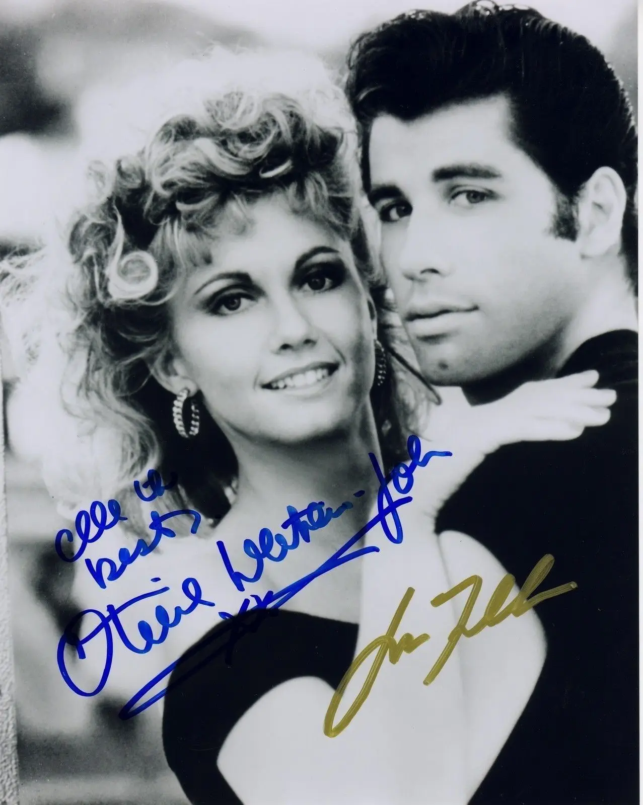 

GREASE - JOHN TRAVOLTA & OLIVIA NEWTON JOHN Signed Print Art Canvas Poster For Living Room Decoration Home Wall Picture