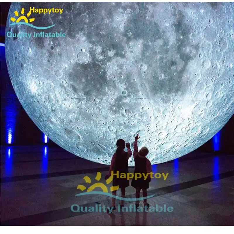 Outdoor Decoration Colorful Model Planet Inflatable Moon Ball Floating Lighted Balloon For Exhibition