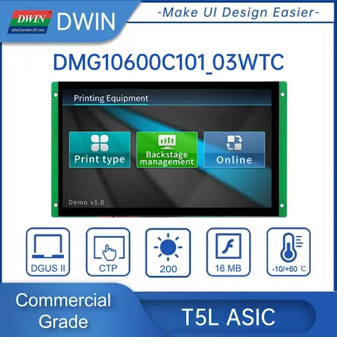 DWIN 10.1インチ 1024*600 スマートスクリーン HMIディスプレイ タッチパネル Arduino STM32 ESP32 TFT IPS LCD TTL/RS232 DMG10600C101_03W用