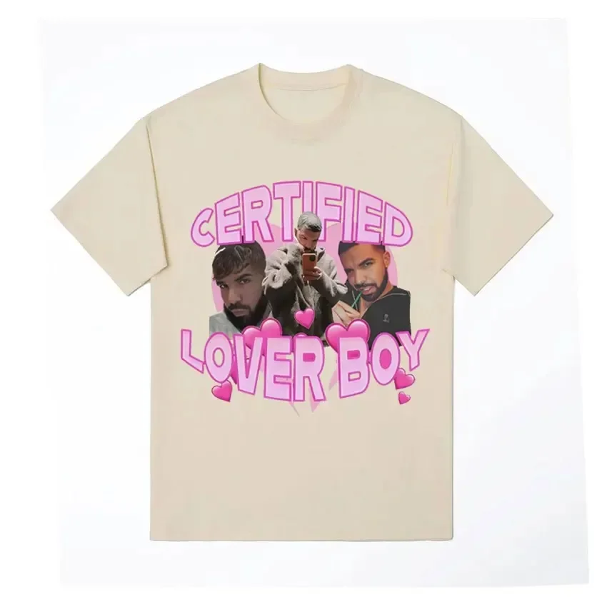 Certyfikowana koszulka z albumem muzycznym Lover Boy Funny Drake Meme Graphic Tee Shirt Męska koszulka hiphopowa Oversized Cotton T-shirt 2024