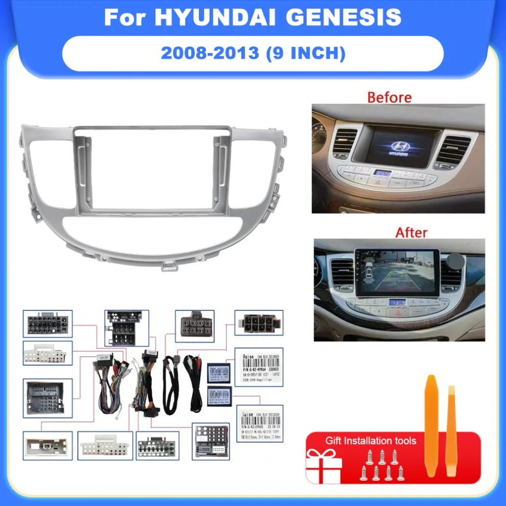 

2 Din кабель Canbus Box для HYUNDAI GENESIS 2008-2013 9-дюймовый 22,86 см автомобильный стерео радио комплект рамки Android