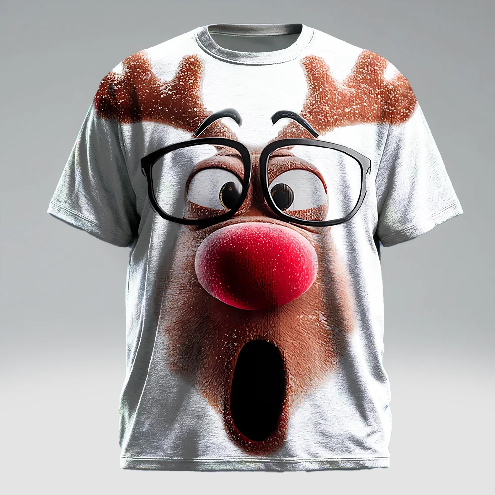 

S-9xl plus size Big & Tall Short Sleeve (Christmas Element)Stylish Red-Green Hues, Lightweight, Fits Guys for All-Day Comfort